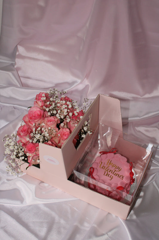 Valentines Luxe Cake & Floral Box