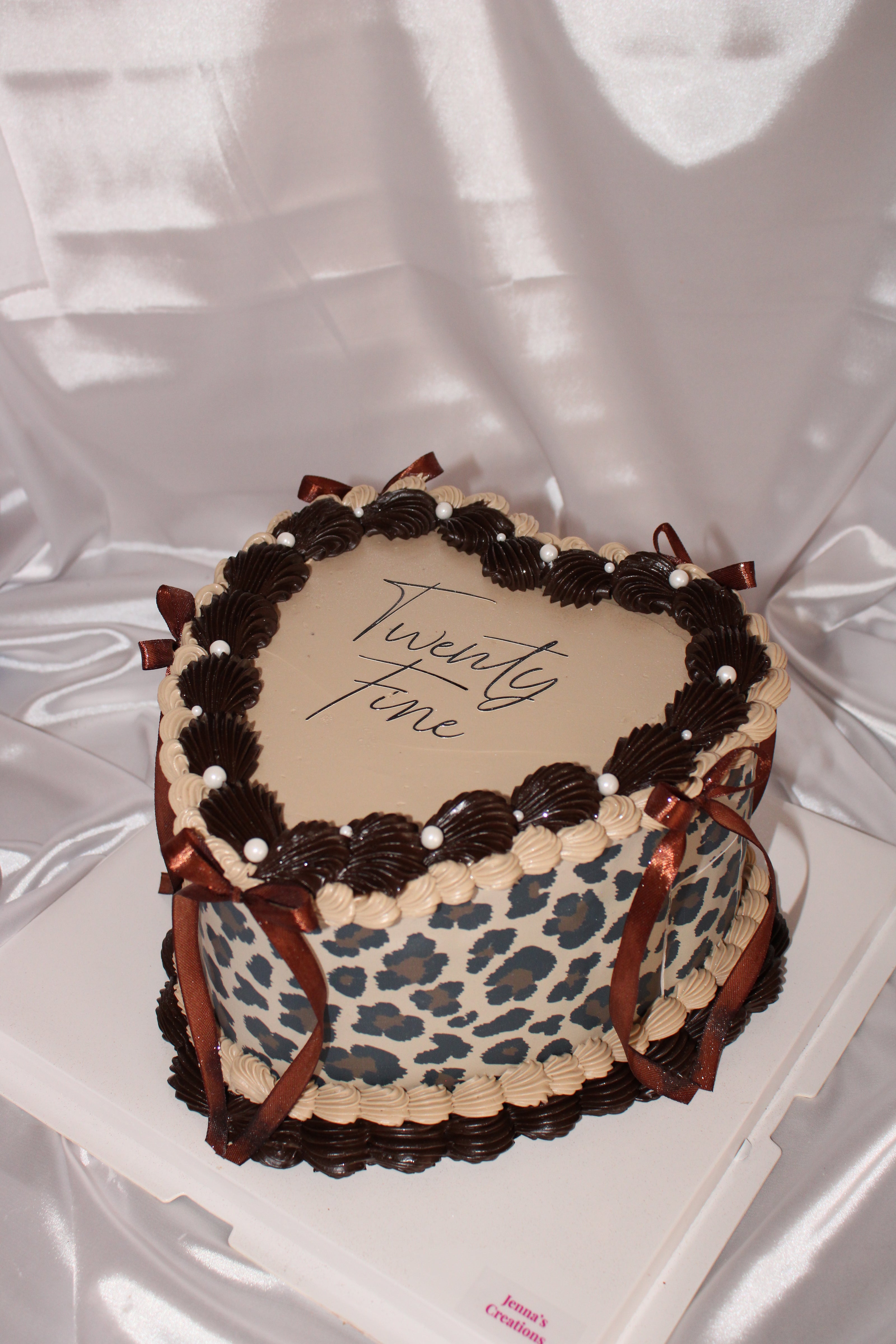 Decorative item with leopard print and text on a white background