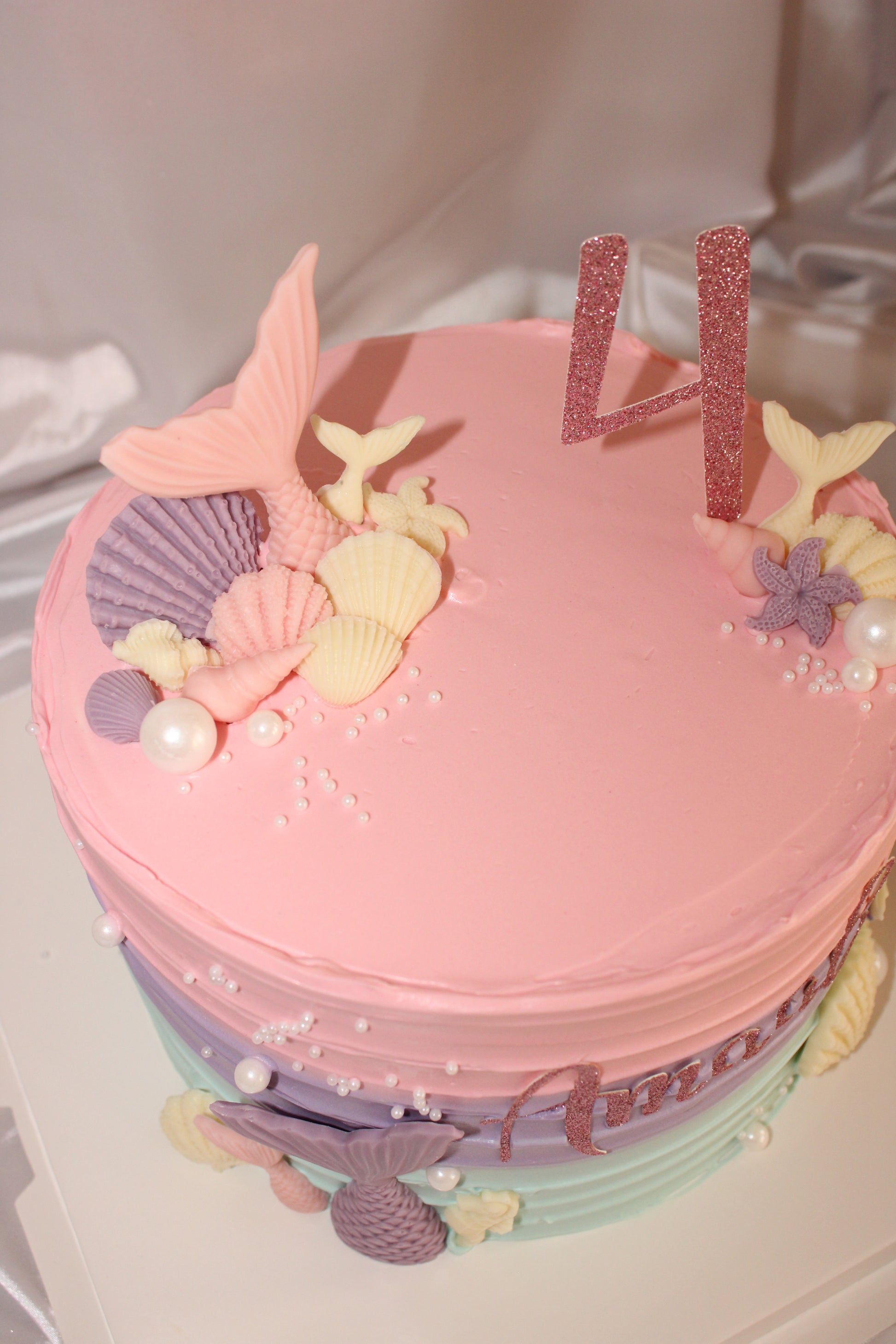 Custom pastel mermaid birthday cake for a girl, handmade in Cape Town